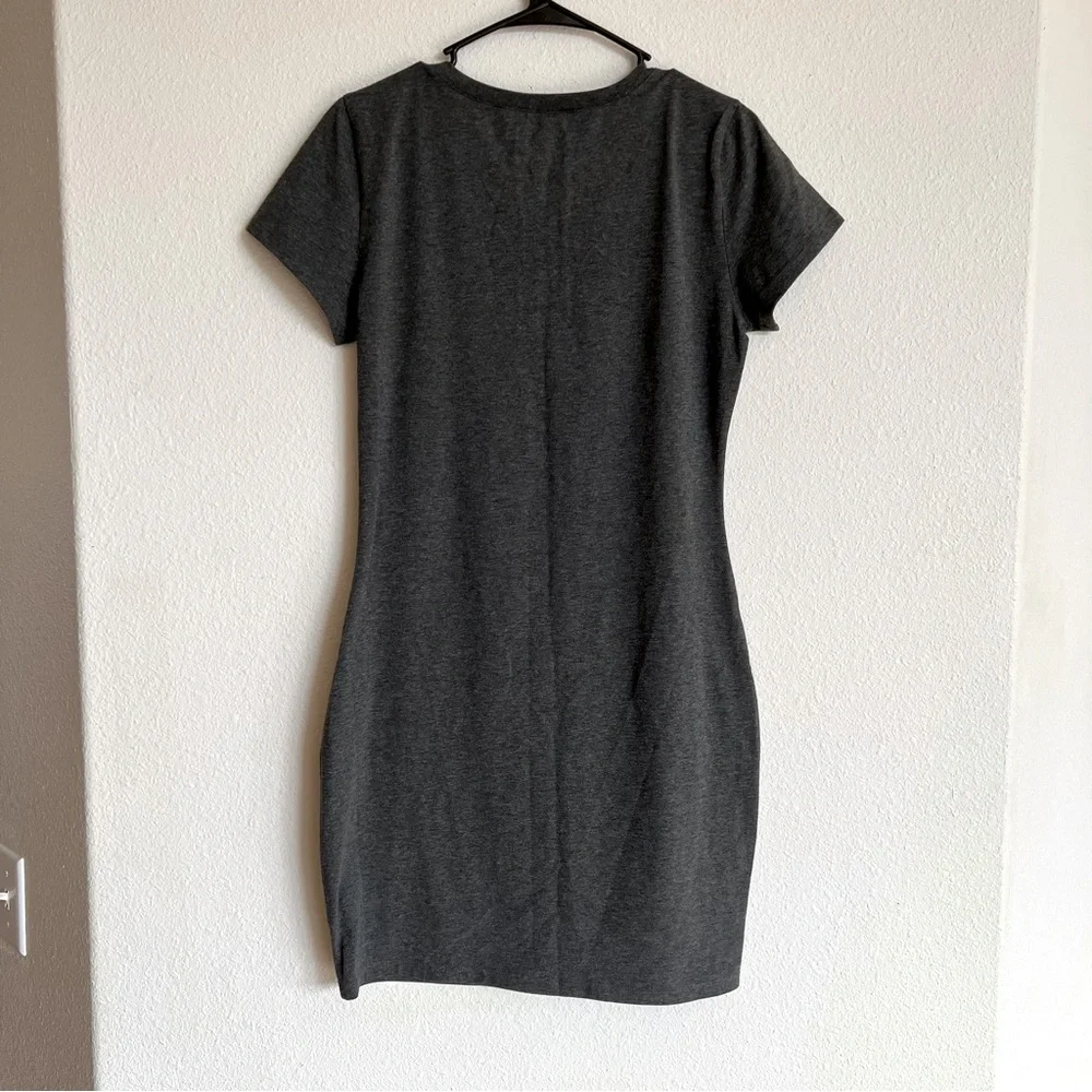 Bitter Sweet Short Sleeve Charcoal Gray Fitted Mini Dress - Picture 3 of 3